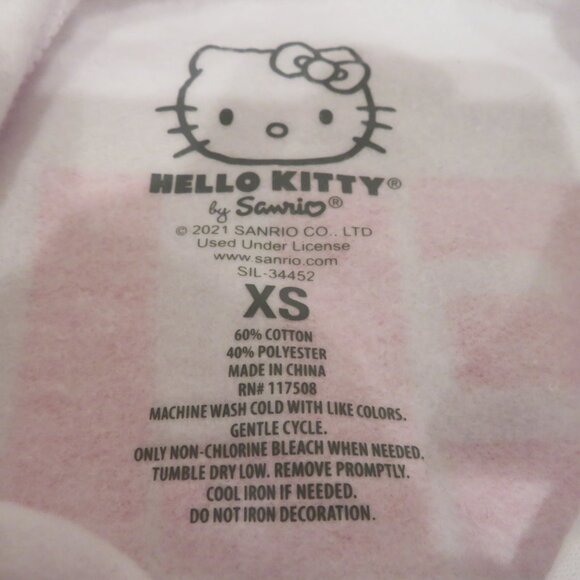 Women XS White Hoodie Sweatshirt Hello Kitty Embroidery Screen Print Warm Cozy - Picture 12 of 16
